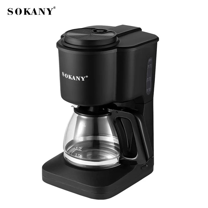 SOKANY Drip Coffee Maker 6‑Cup Automatic Coffee Machine with Glass Carafe Keep‑Warm Plate for Home Office Use SK‑124