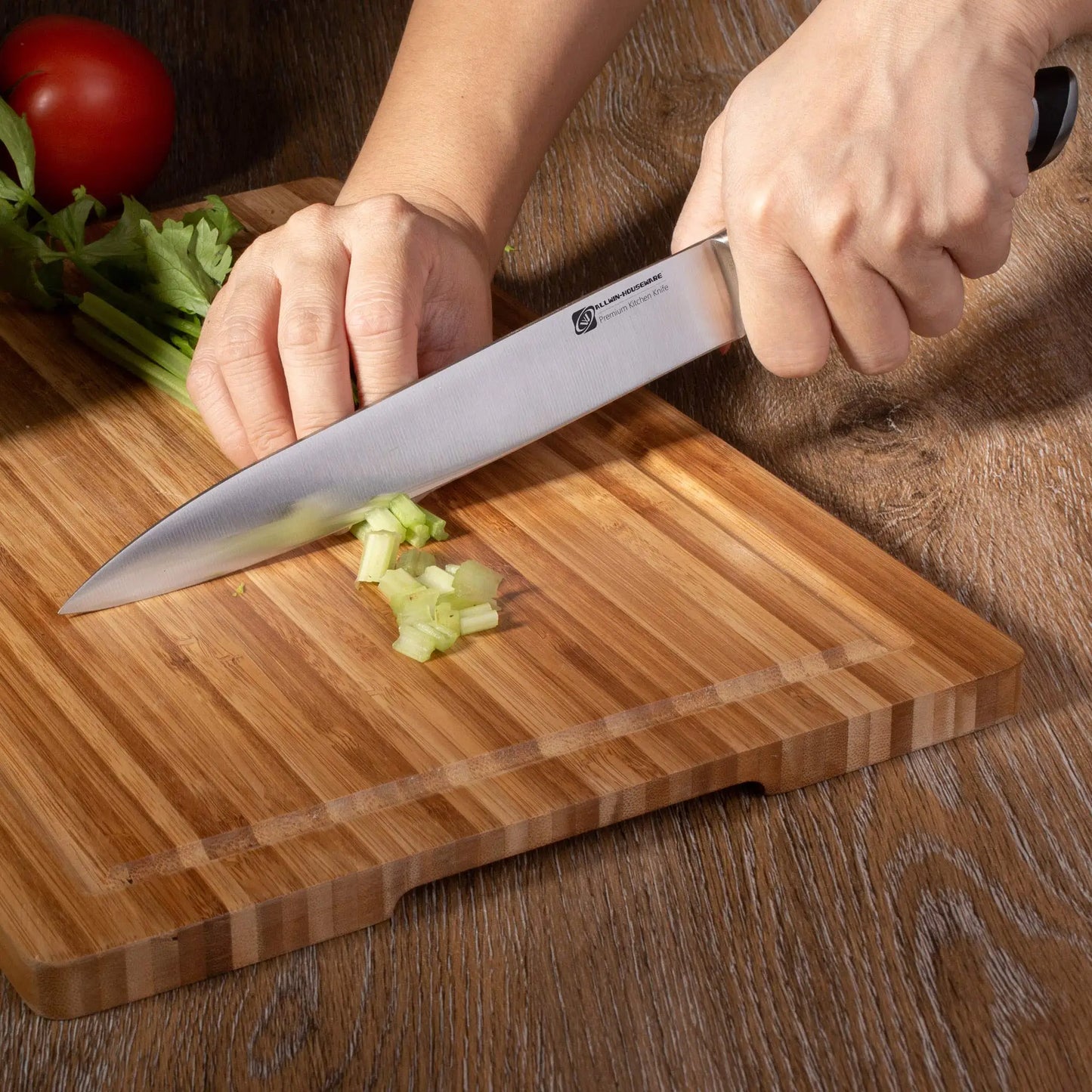 Premium 8-piece German 1.4116 Stainless Steel Kitchen Knives Sets Double Forged Full Tang Chef Knife Set With Rubber Wood Block