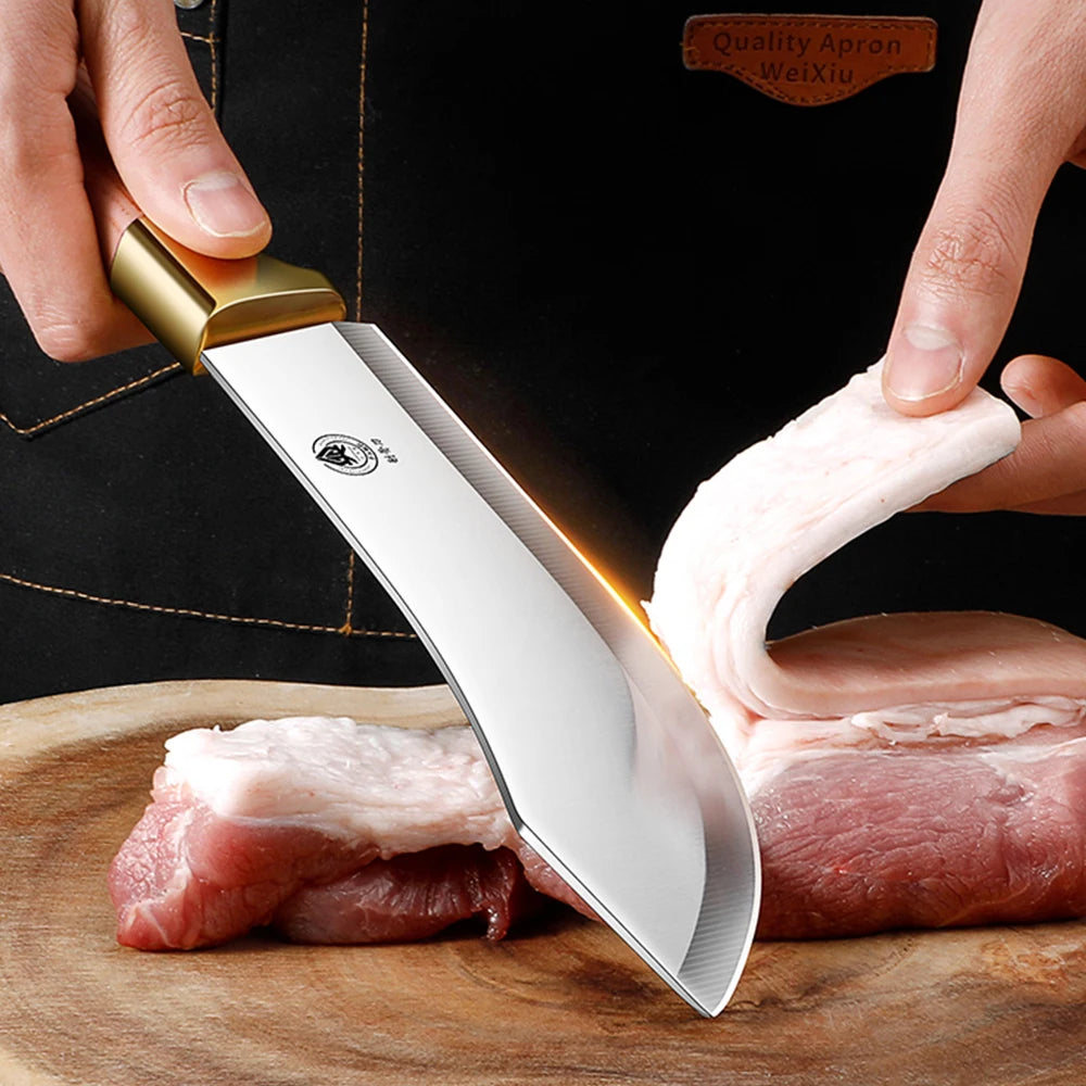 1/3 set kitchen butcher knife set, with leather sheath, stainless steel bone remover, kitchen knife for cutting meat and cooking