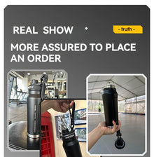 1L Insulated Cold Water Bottle Thermos Stainless Steel Tumbler Qutdoor Sports Handle Vacuum Flasks Double Wall Cup
