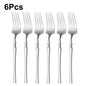 6/24/30Pcs Thin Cutlery Stainless Steel Sliver Tableware Western Dinner Set Solid Color Knife Fork Spoon Mirror Kitchen Utensils