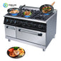 Luxury Six-head Gas Commercial Vertical Pot Stove with Electric Oven, High-power Gas Stove for Hotels and Restaurants Customized