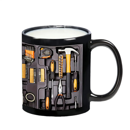 Mechanic Toolbox Mug 11 oz Ceramic Coffee Cup with C Shaped Handle Gift for Dad Husband Birthday Anniversary Workshop Garage