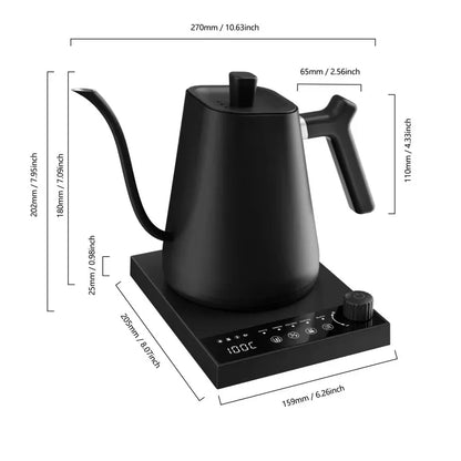 110V 220V 1000W Premium Stainless Steel Ultra-Fast Hot Water Boiler 40-100℃ 600ML Electric Gooseneck Pour Over Coffee Kettle