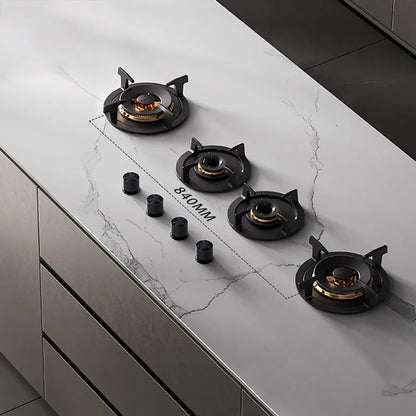 Premium Built-in NG Gas Cooktop 4-Burner 5.2KW Copper Flame Failure Protection Panel-Ready for Custom Kitchen