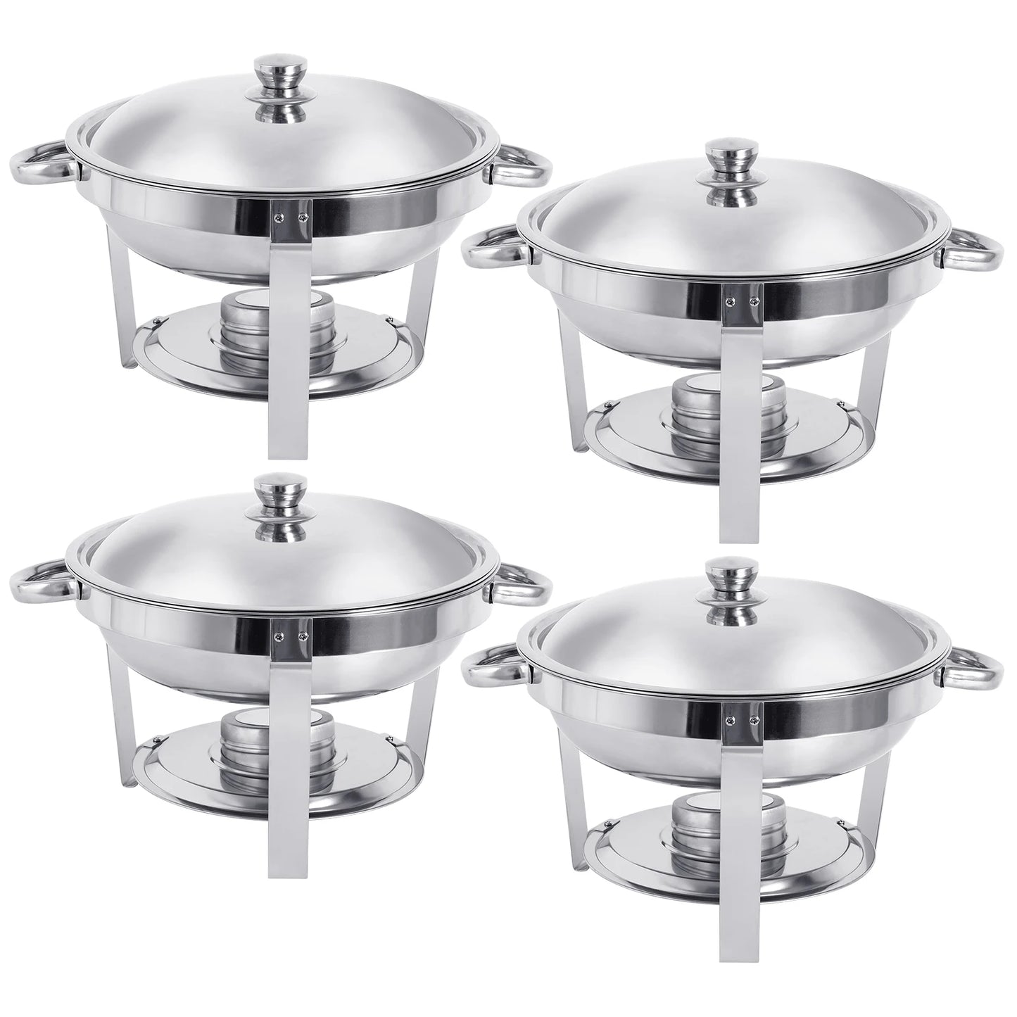 1/2/4 Pack Stainless Steel Chafing Dish Buffet Set 5L Round Chafers Buffet Food Warmers BBQ Party 316 For Parties Events Wedding