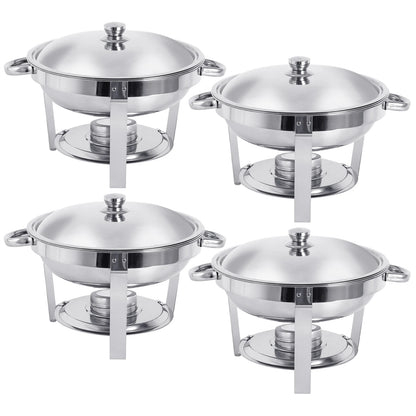 1/2/4 Pack Stainless Steel Chafing Dish Buffet Set 5L Round Chafers Buffet Food Warmers BBQ Party 316 For Parties Events Wedding