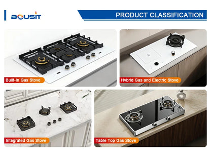 High Quality Built-In Household 3 Burner Stainless Steel Gas Stove with Battery Ignition and Flameout Protection