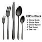 30/35/40 Pieces Western Tableware Stainless Steel Black Cutlery Set Elegant Dinner Set Mirror Knife Fork Spoon Kitchen Utensils