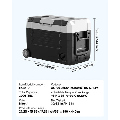 SucceBuy 35L 45L 55L Portable Foldable Handle Car Refrigerator with Wheel -4°F to 68°F Truck Refrigerator with APP Control Compressor Freezer for Camping Picnics Car Home Traval