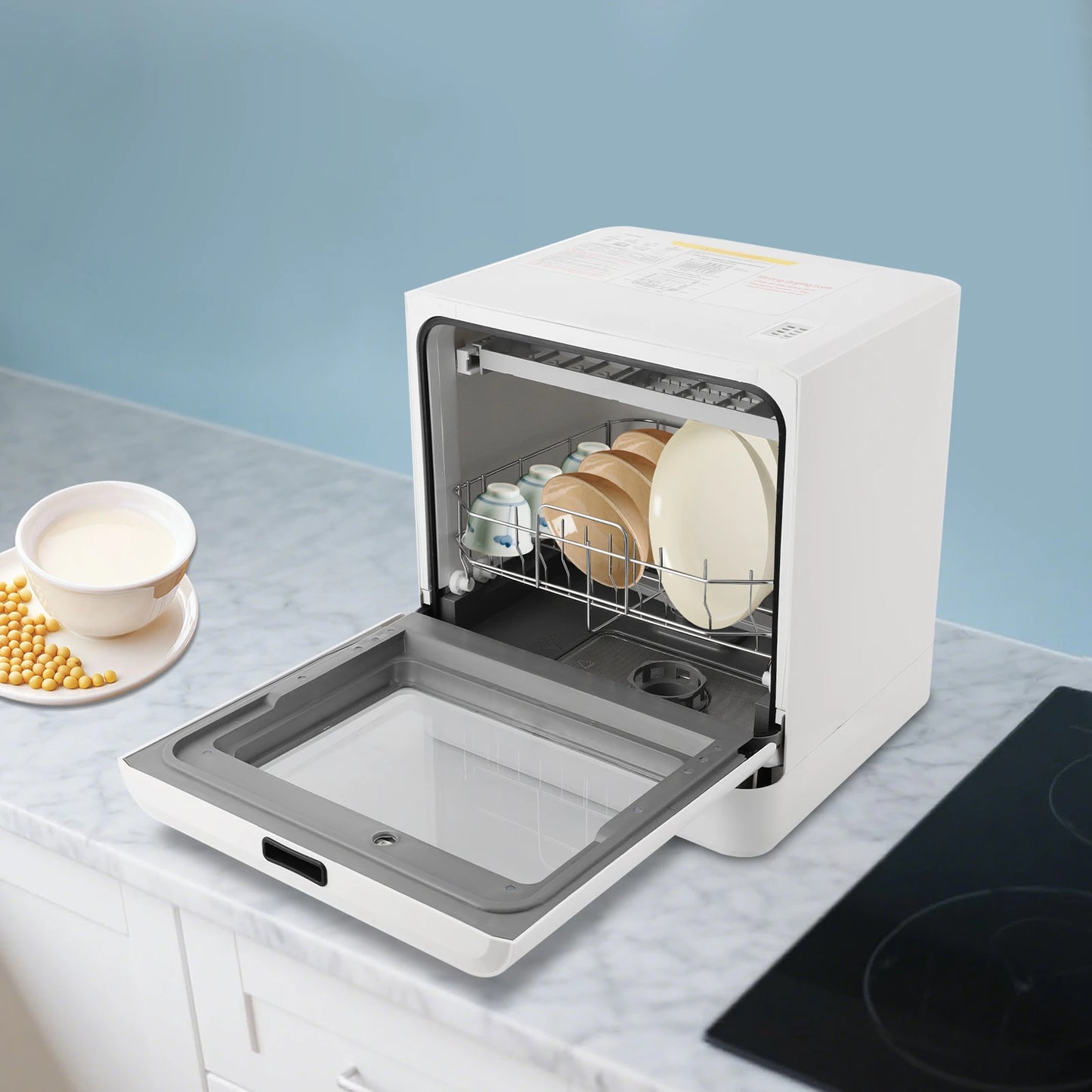 Portable Mini Countertop Dishwasher 39*43*46cm/15.35*16.92*18.11in- US Standard Household Energy-Saving Efficient with LED Display Bowl Rack Chopsticks Rack