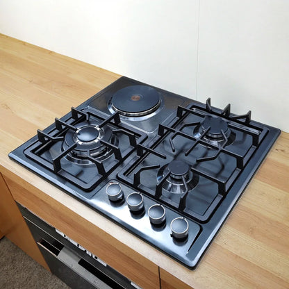 4 Burner Gas Stove, Stainless Steel, Tabletop and Built-in, Natural Gas and LPG, Multifunctional Cooktop