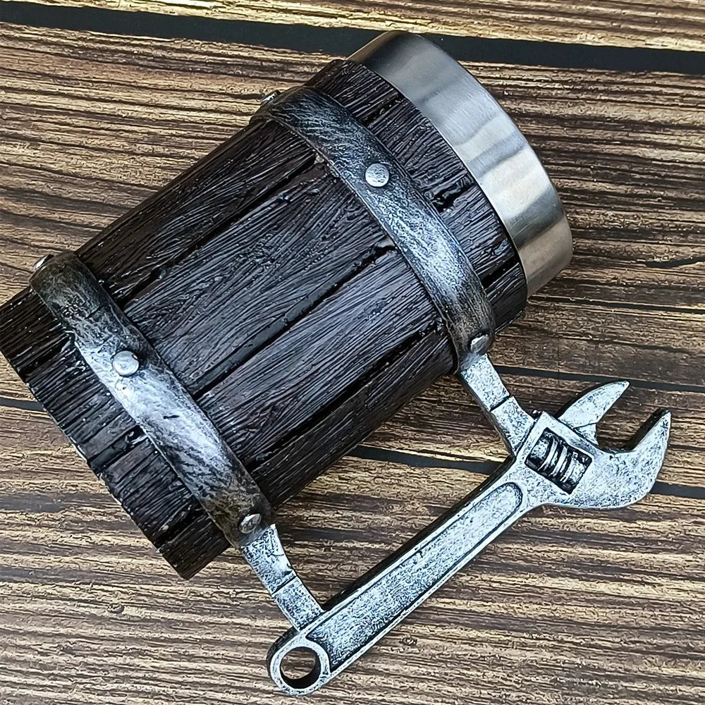 Viking Vintage Oak Barrel Beer Mug Stein with Stainless Steel Liner Coffee Cup Tea Mug Large Capacity Mug Pub Bar Party Gift