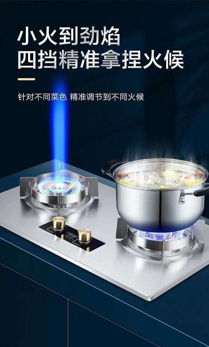 Gas gas stove pure copper direct injection fire double stove natural liquefied gas timing embedded desktop stove new