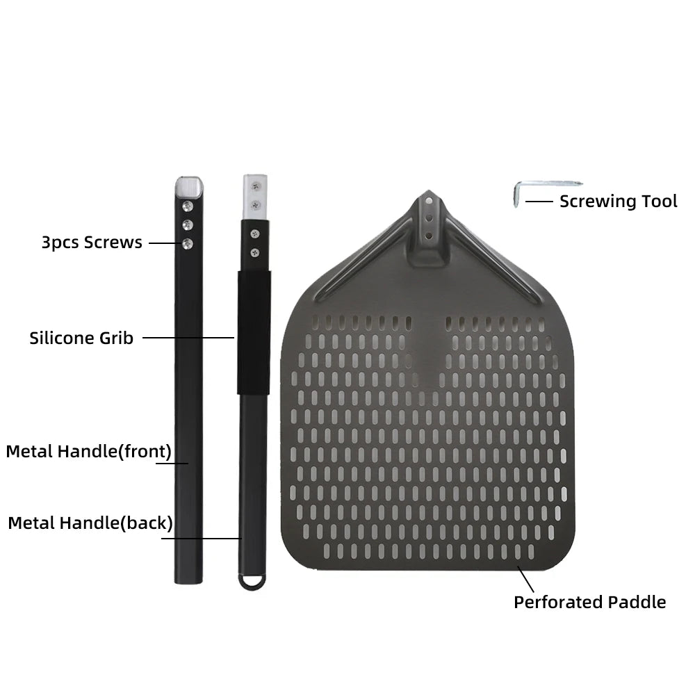 6&12 13 14  Inch Aluminum Pizza Peel Bread Paddle Pizza Oven Turning Peel Hard  Anodized Pizza  Baking Kitchen Tool Spatula