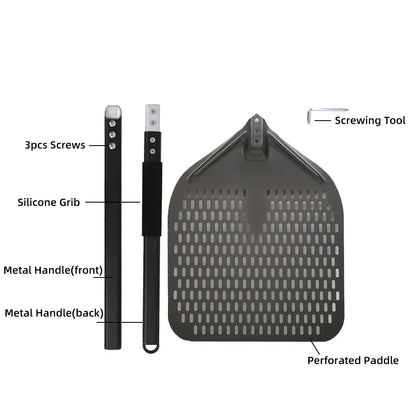 6&12 13 14  Inch Aluminum Pizza Peel Bread Paddle Pizza Oven Turning Peel Hard  Anodized Pizza  Baking Kitchen Tool Spatula