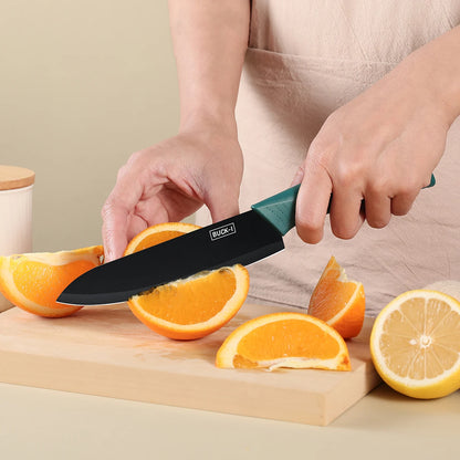 Kitchen knife set, including a small utility knife, chef's knife, and fruit knife with knife covers, for cutting meat, vegetable