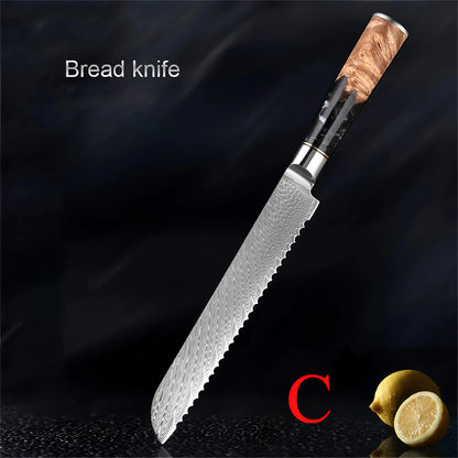 1PC,Japanese 67 Layer Damascus Steel Kitchen Knives Meat Utility Knife Kitchen Cleaver knife Cooking knife Home Kitchen stuff