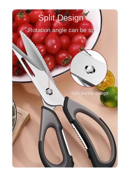 All-Powerful Kitchen Scissors 5-in-1 Multi-Tool: Cuts Bones Opens Bottles Cracks Nuts Stainless Steel Heavy Duty Shears for Home