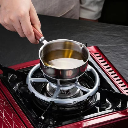♥Stainless Steel Oil Sprinkling Small Pot With Wooden Handle Hot Oil Pot Milk Pan Kitchen Multifunction Saucepan