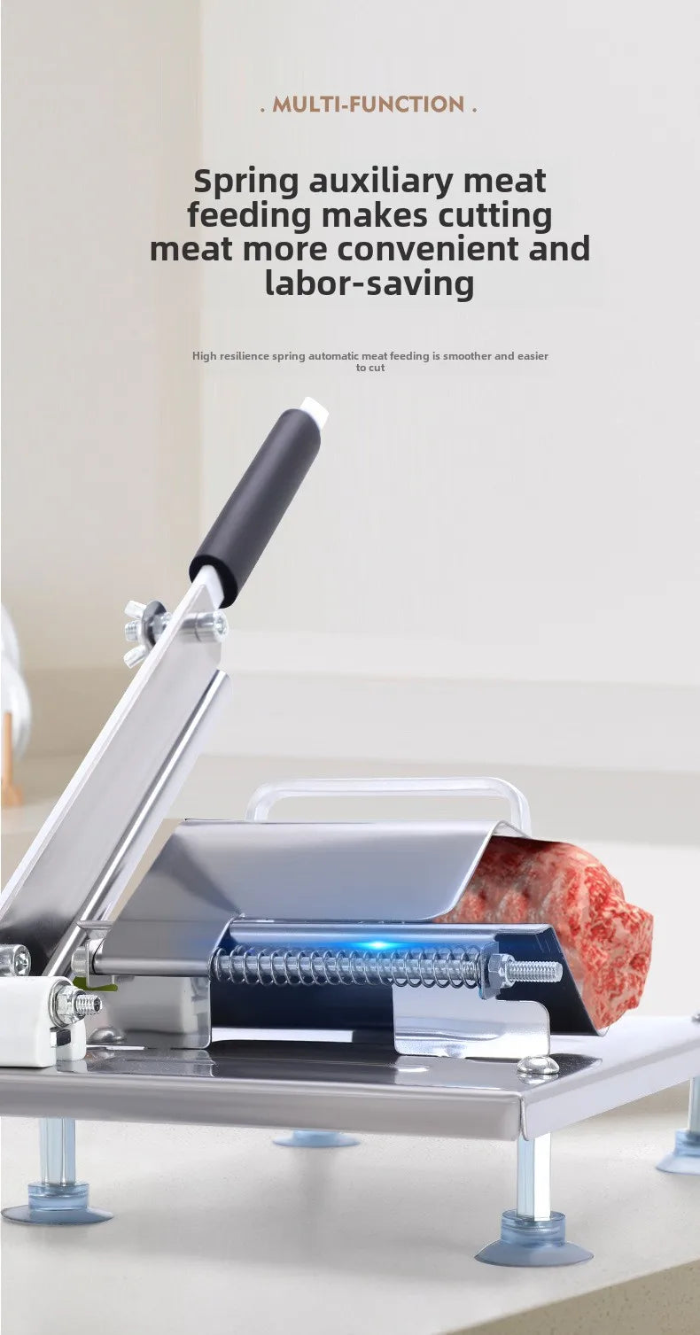 Multi-Functional Manual Meat Slicer - Stainless Steel Home & Commercial Slicing Machine for Lamb, Beef & Frozen Meat Cuts