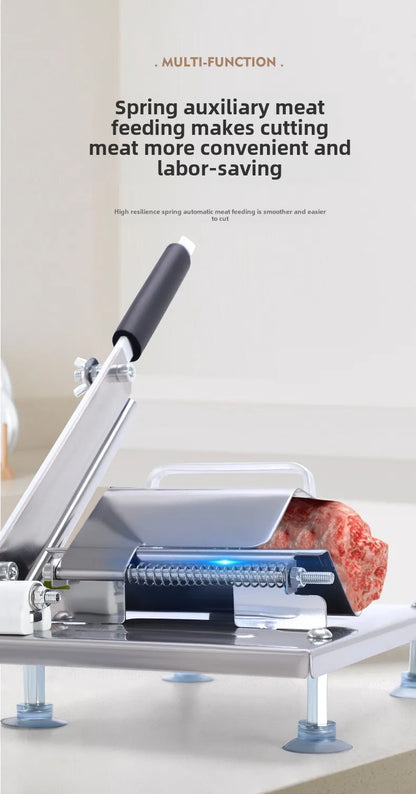 Multi-Functional Manual Meat Slicer - Stainless Steel Home & Commercial Slicing Machine for Lamb, Beef & Frozen Meat Cuts