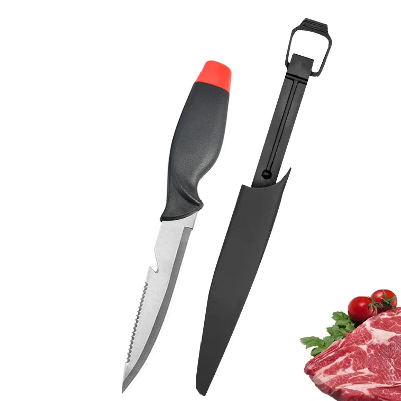 Stainless Steel Fish Filleting Knife Meat Cutting Fish Killing Knives Multifunctional Fruit Knife Sharp Butcher Knife with Cover