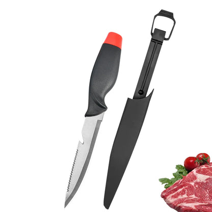 Stainless Steel Fish Filleting Knife Meat Cutting Fish Killing Knives Multifunctional Fruit Knife Sharp Butcher Knife with Cover