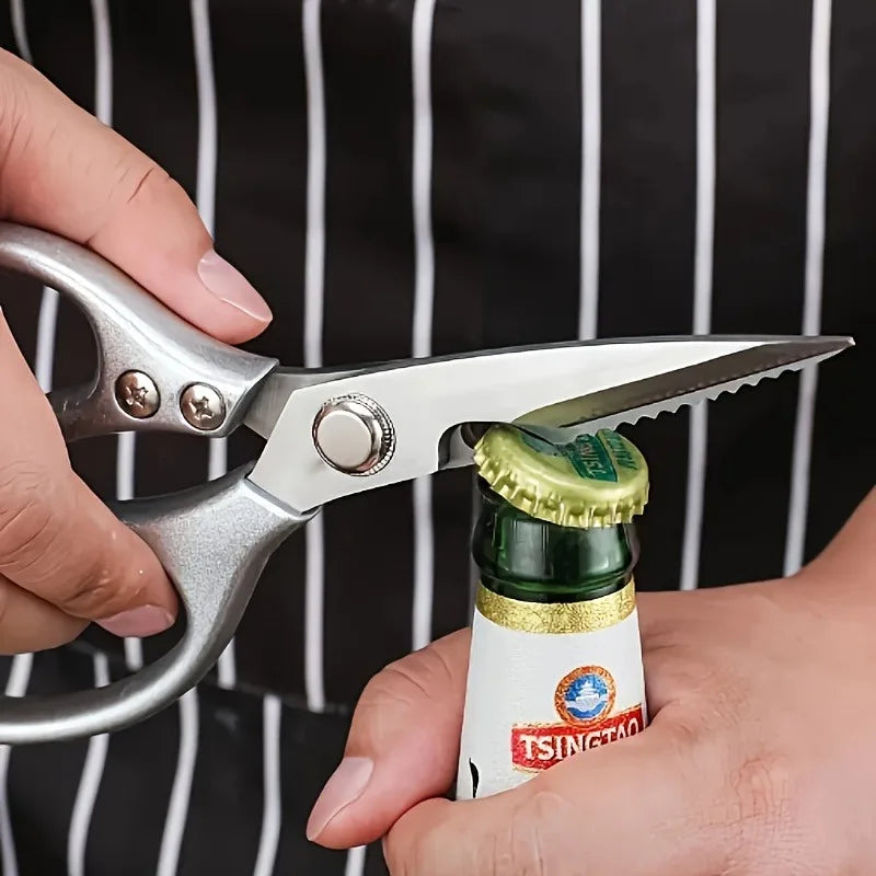 Multi-Function Kitchen Scissors Heavy Duty Kitchen Shears,Cutting Food Tools Cooking Shears for Chicken,Meat,Fish,Poultry(Sliver)
