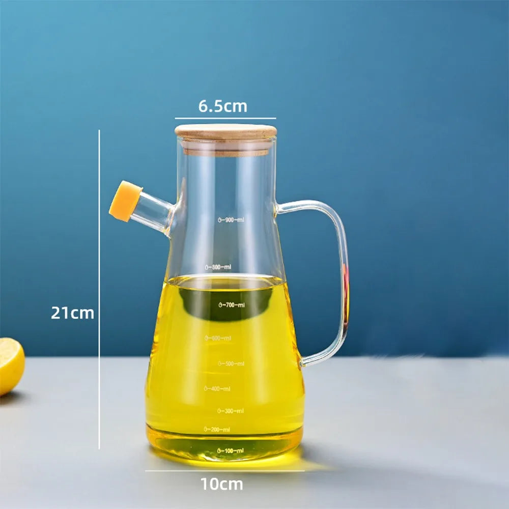 New Food-grade Oil Dispenser Bottle Large Capacity 900/1000ML Oil Storage Container Leak-Proof Glass Oil Pot Kitchen Tools