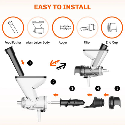 Masticating Juicer Attachment for KitchenAid Stand Mixer Slow Cold Press Juicer Machine with Dual Feed Chute