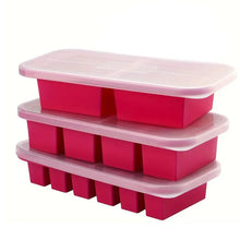 1PC 2/4/6Grid Silicone Freezer Mold with Lid Refrigerated Food Storage Box Food Box Ice Tray Mold Ice Box Fresh-keeping Box