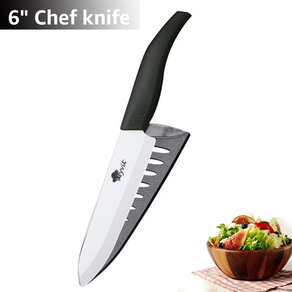 Ceramic Knives Set Kitchen knives 3 4 5 6 inch Chef knife +peeler with holder white zirconia blade Multi-color Handle