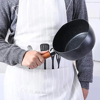 Non-Stick Sauce Pan Cooking Pot with Pour Spout Soup Pot Wooden Handle Stick Proof Sauce Pan 14cm for Induction Cooker Gas Stove