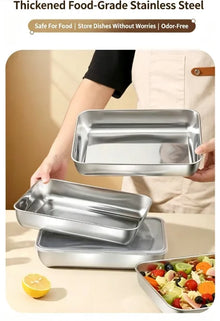 3 Pack Stackable Stainless Steel Food Containers Leakproof Clear Lid Storage Boxes Meal Prep Box for Home Camping