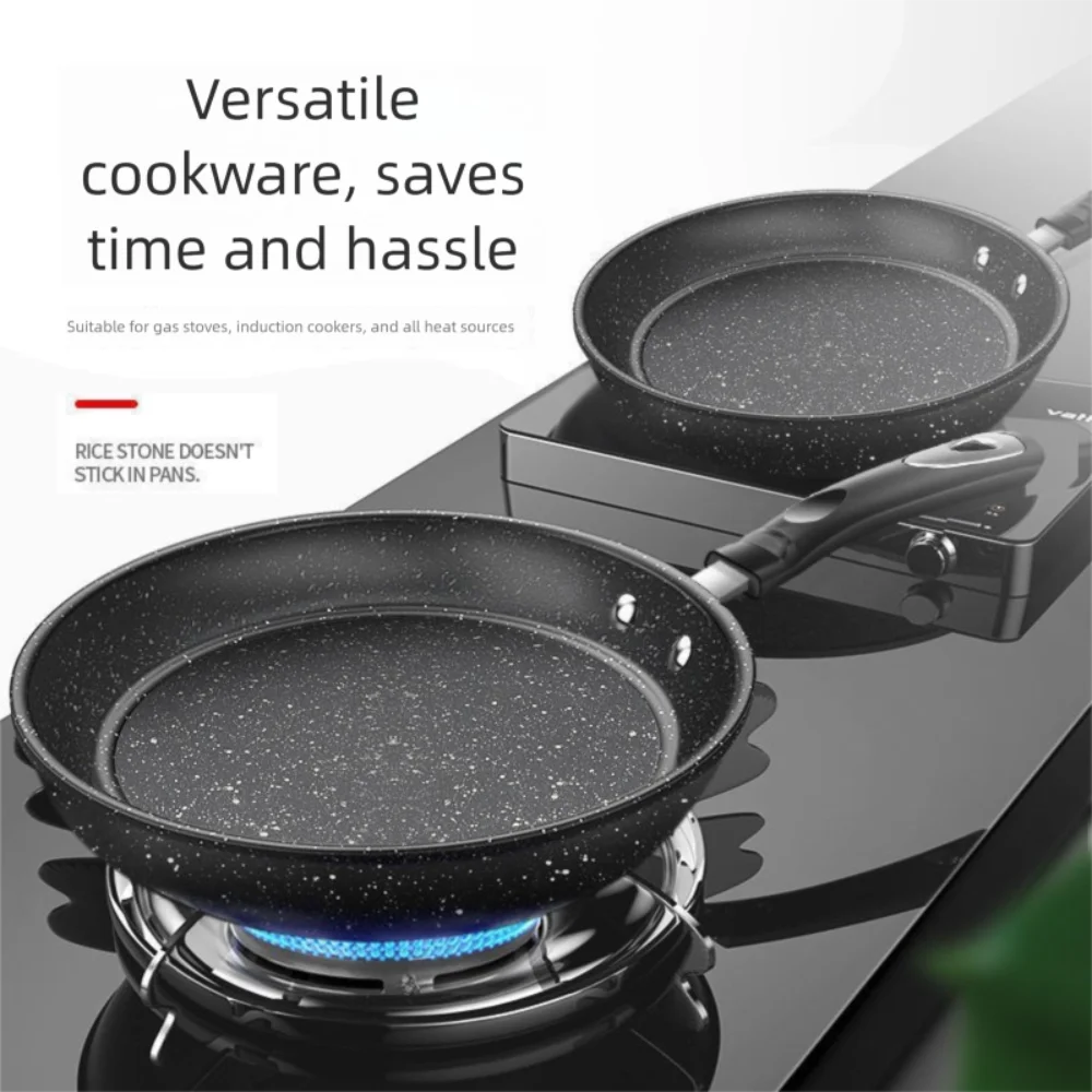 22/24/26/28cm Steak Frying Pan with Glass Lid Stone Skillet Cookware Muliti-Purpose NonStick Kitchen Cooking Tools