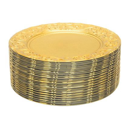 100 Pcs Silver Round Charger Plates Set, Reusable Serving Plates Disposable Platters for Wedding Party Banquets Picnics