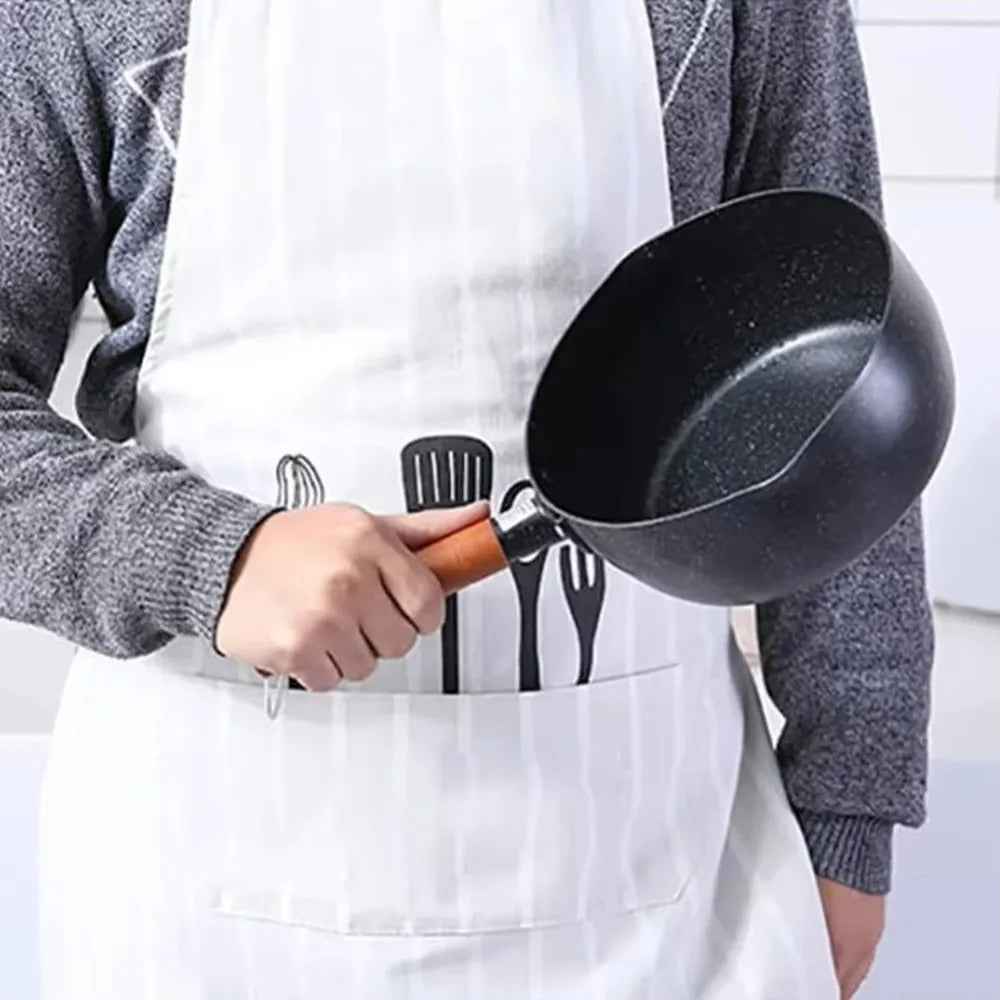 Non-Stick Milk Pot Wood Handle Universal Soup Pot Japanese Style with Lid and Pour Spout Cooking Saucepan Baby Food
