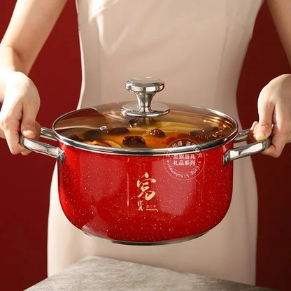 Korean single handle soup stew pot super thick polished non-magnetic bottom nonstick pan ramen pot home food cooking milk pot
