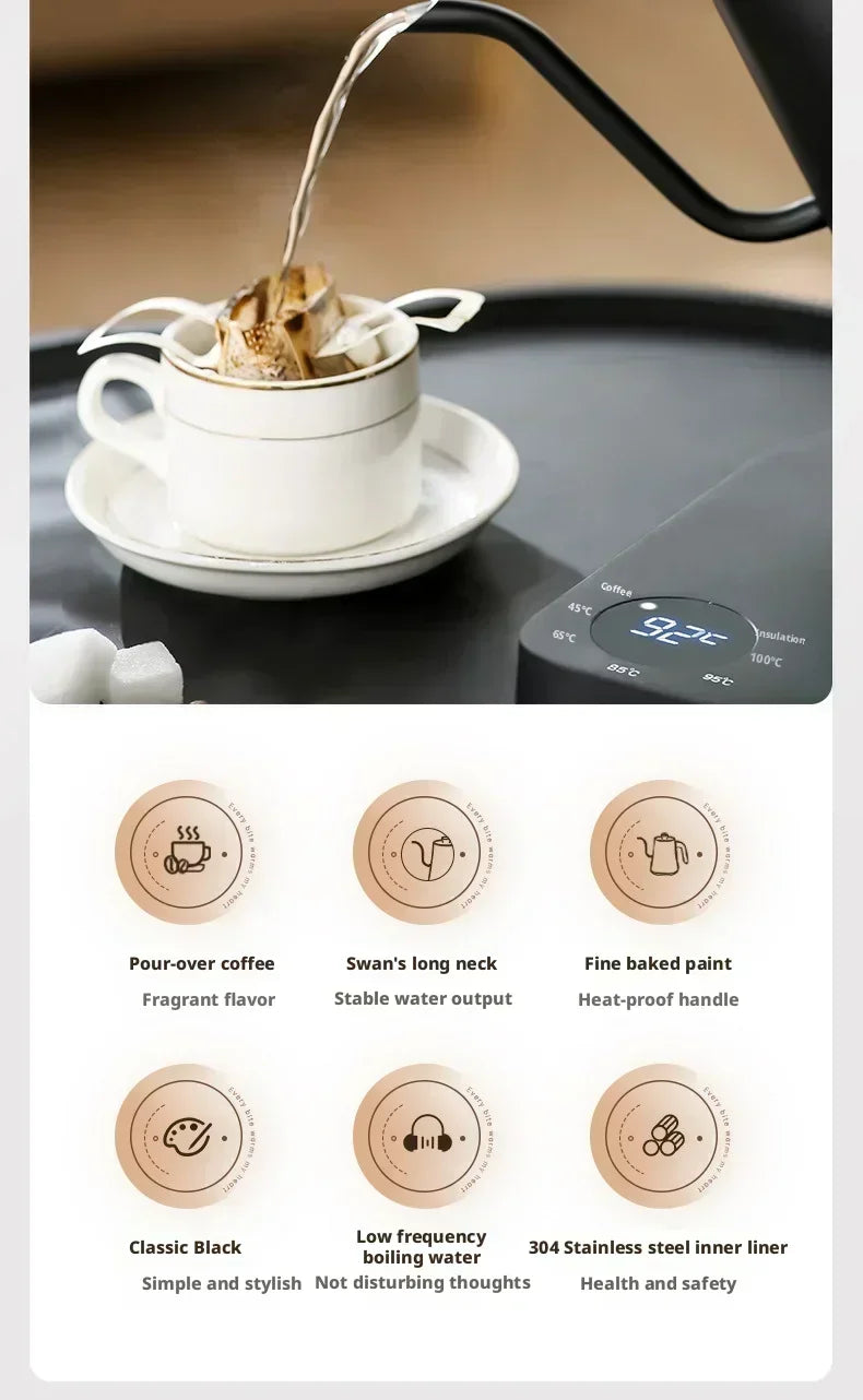 900ML Electric Gooseneck Kettle Constant Temperature Rapid Heating Hand Brew Coffee Pot Gooseneck Kettle Tea Kettle 110V/220V