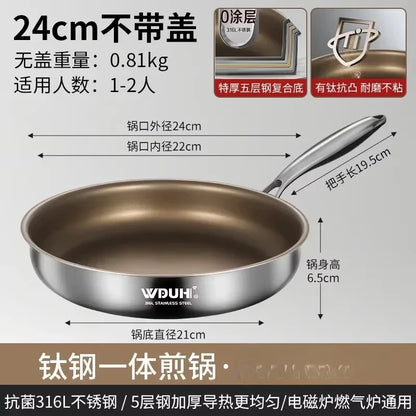 Titanium Pan Non-stick Frying Pan Household Wok Steak Frying Pan Induction Cooker Gas Stove Special  Wok Frying