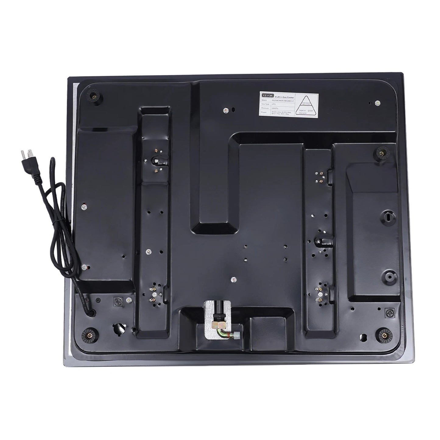 4 Burners LPG Gas Cooktop Black Tempered Glass Panel Cast Iron Stainless Steel Construction Polishing Process Built In Installation US Standard Plug 110V 2800Pa Working Pressure Four Multi Power Burners Household Commercial G