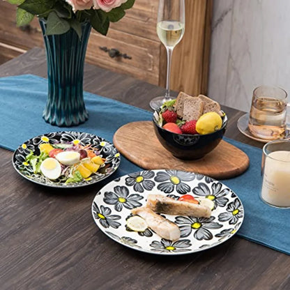 12-pieces Dinnerware Set Ceramic Dish Set Plates Sets Service for 4 Bowl Sets Stoneware Dinnerware Sets 12pcs Plate and Bowl Se