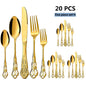 20-40pcs Black/Gold/Silver Dinnerware Set including Knife/Fork/Spoon for Home Restaurant Wedding Party Use
