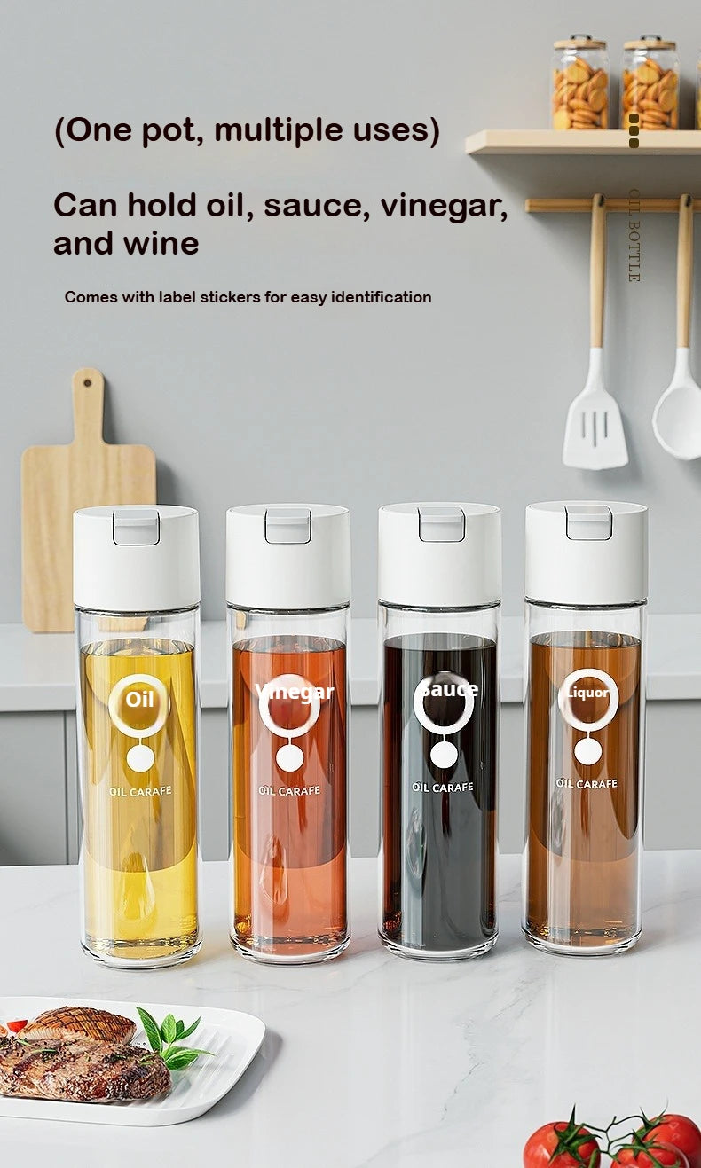 Transparent Glass Olive Oil Bottle Leak Proof Kitchen Seasoning Soy Sauce Vinegar Multifunctional Durable Storage Bottle 500ml