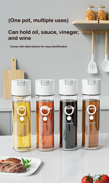 Transparent Glass Olive Oil Bottle Leak Proof Kitchen Seasoning Soy Sauce Vinegar Multifunctional Durable Storage Bottle 500ml
