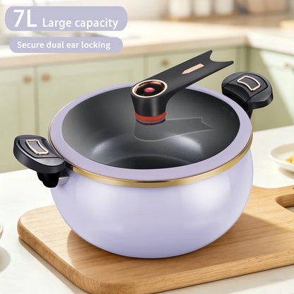 1 Piece of Fat Daddy Micro Pressure Cooker, 7L Large Capacity, 26cm, Suitable for Home Use, Multi-Functional Non-Stick Pot for Stewing and Cooking Soup, Compatible with Induction Cookers and Gas Stoves