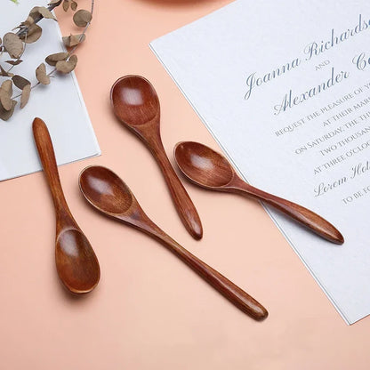 Natural Wood Spoon Bamboo Cooking Utensil Coffee Kitchen Teaspoon Tableware Accessories Spoon Teaspoons for Tea Stirring Spoons