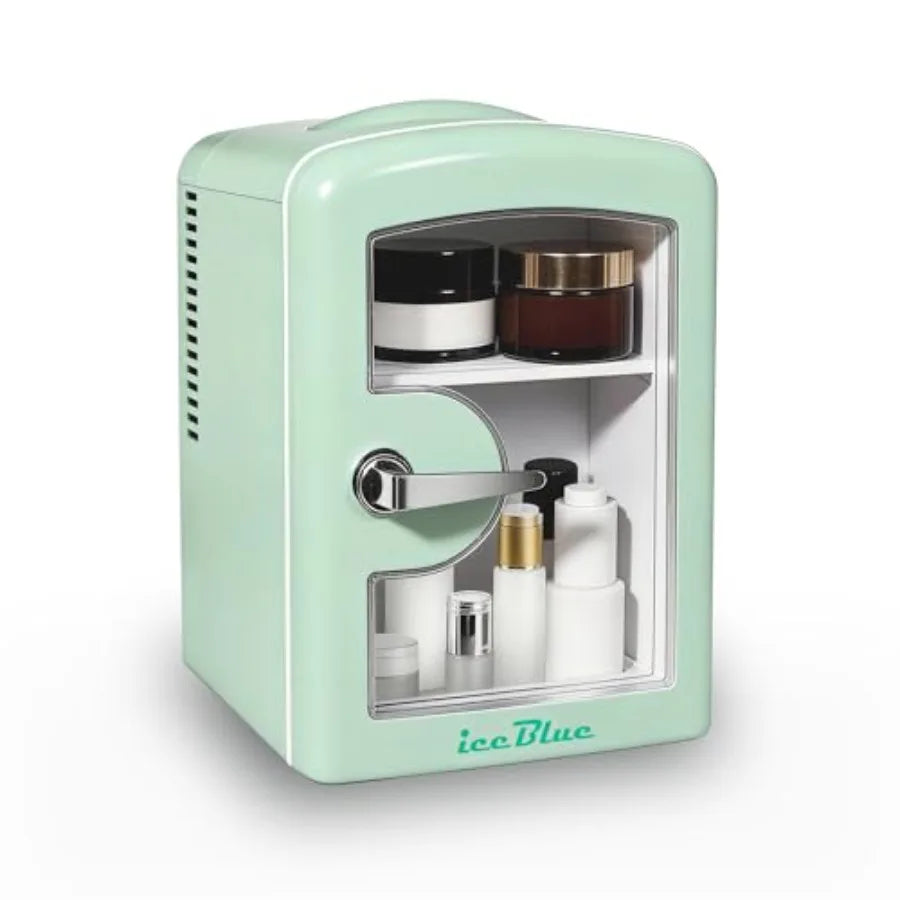 Mini Fridge, Skincare Fridge with Viewing Window, 4 L/6 Cans Compact Mini Makeup Fridge for Beauty and Beverages, Tiny Fridge f
