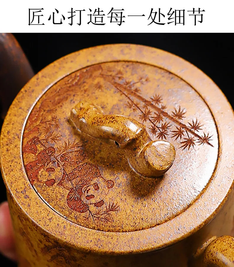 320ml Exquisite Yixing Purple Clay Teapots Handmade Bamboo Section Pot Raw Ore Section Mud Kettle Chinese Zisha Tea Set Gifts